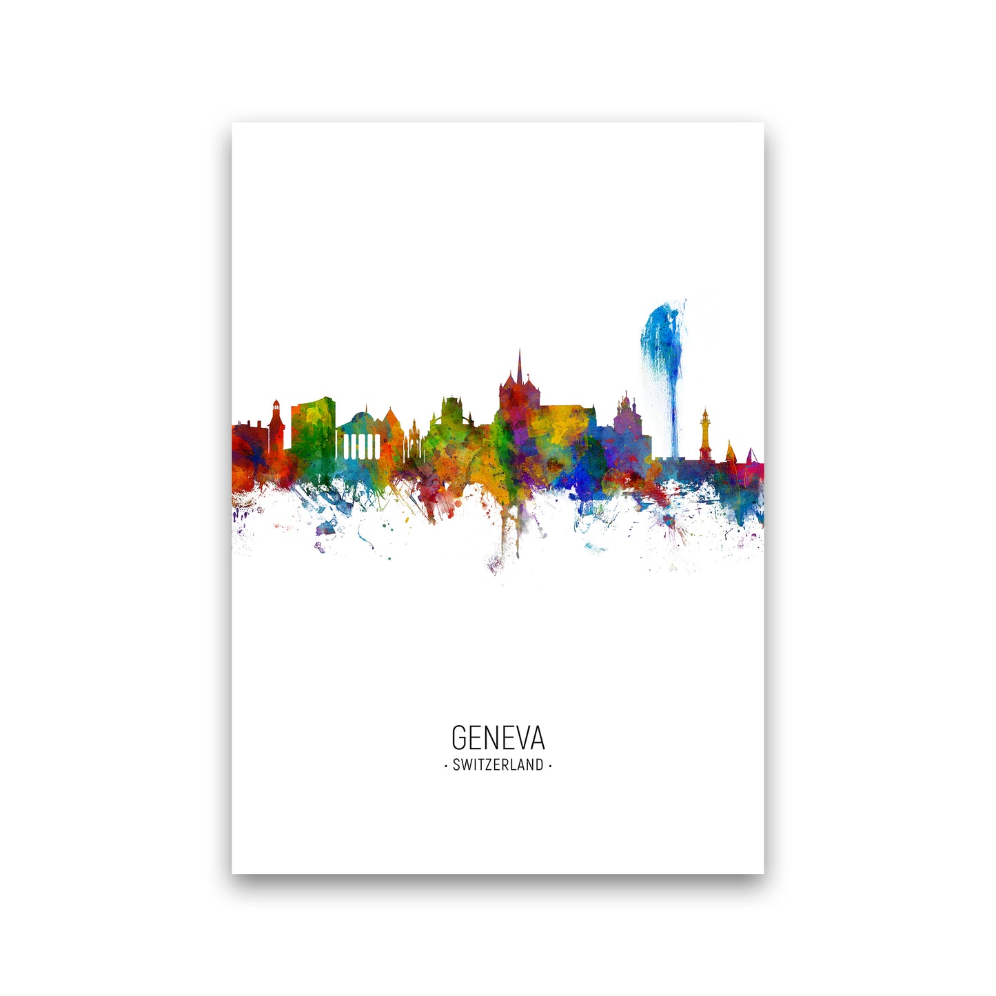Geneva Switzerland Skyline Portrait Art Print by Michael Tompsett Print Only