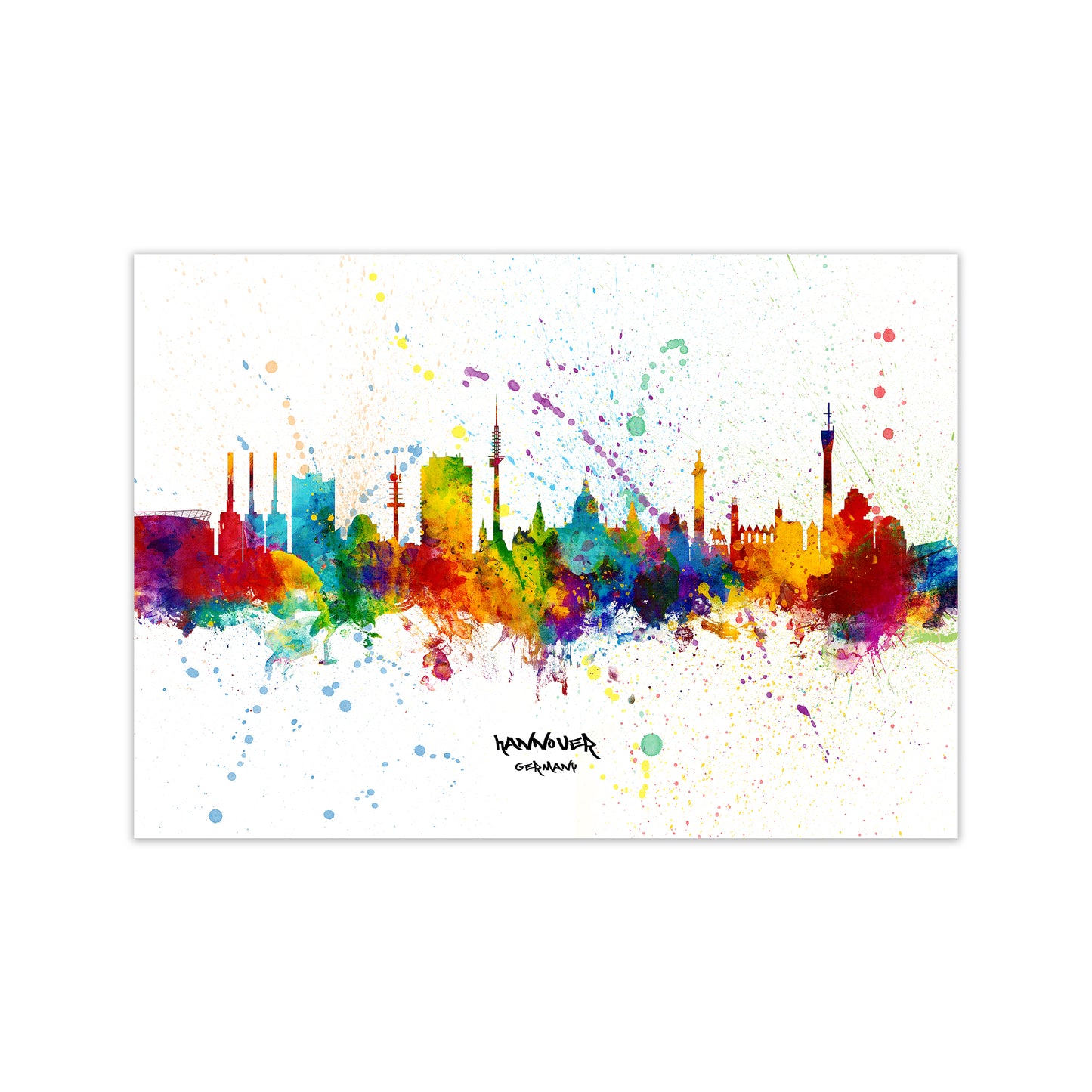 Hannover Germany Skyline Splash Art Print by Michael Tompsett Print Only