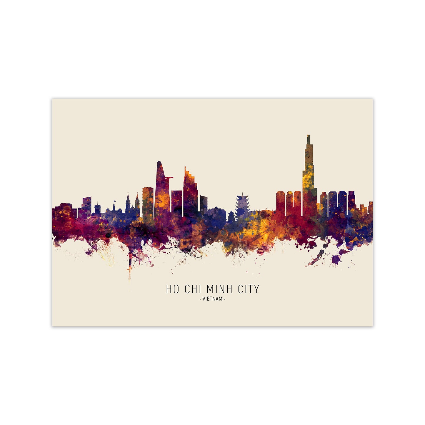 Ho Chi Minh City Vietnam Skyline Autumn City Name Art Print by Michael Tompsett Print Only