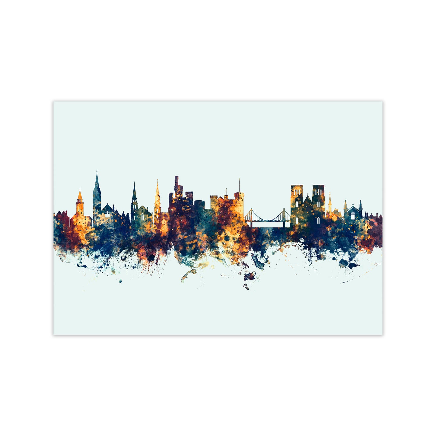 Inverness Scotland Skyline Blue Orange Art Print by Michael Tompsett Print Only