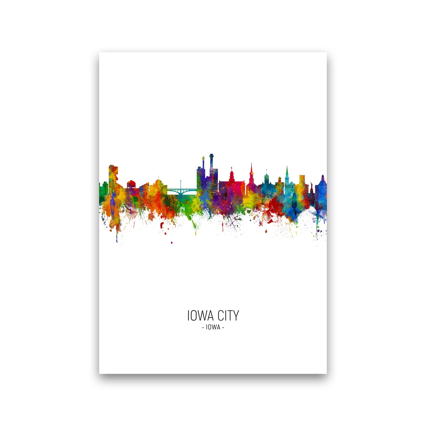 Iowa City Iowa Skyline Portrait Art Print by Michael Tompsett Print Only