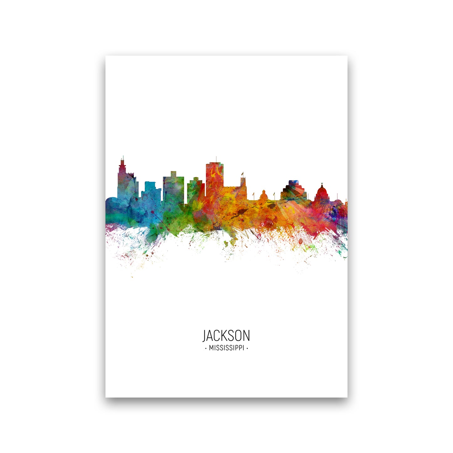 Jackson Mississippi Skyline Portrait Art Print by Michael Tompsett Print Only
