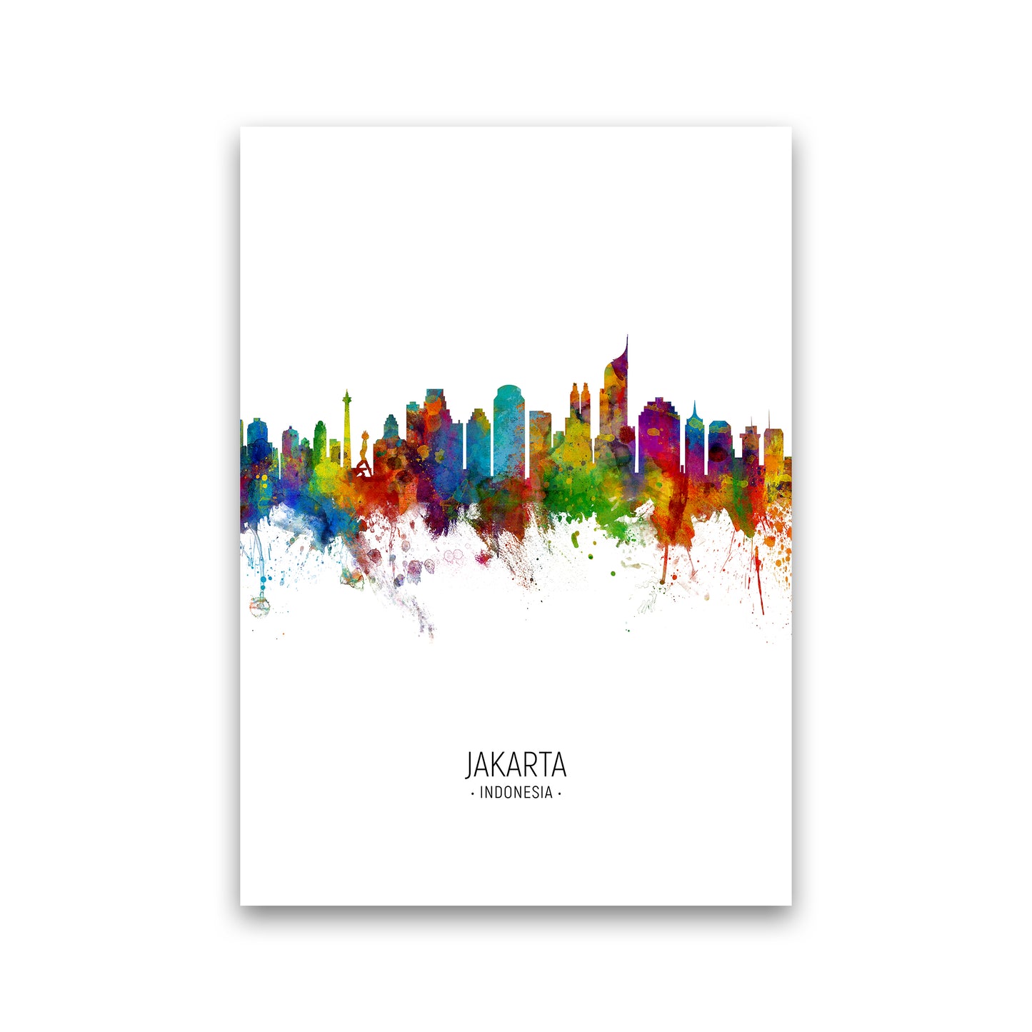 Jakarta Indonesia Skyline Portrait Art Print by Michael Tompsett Print Only