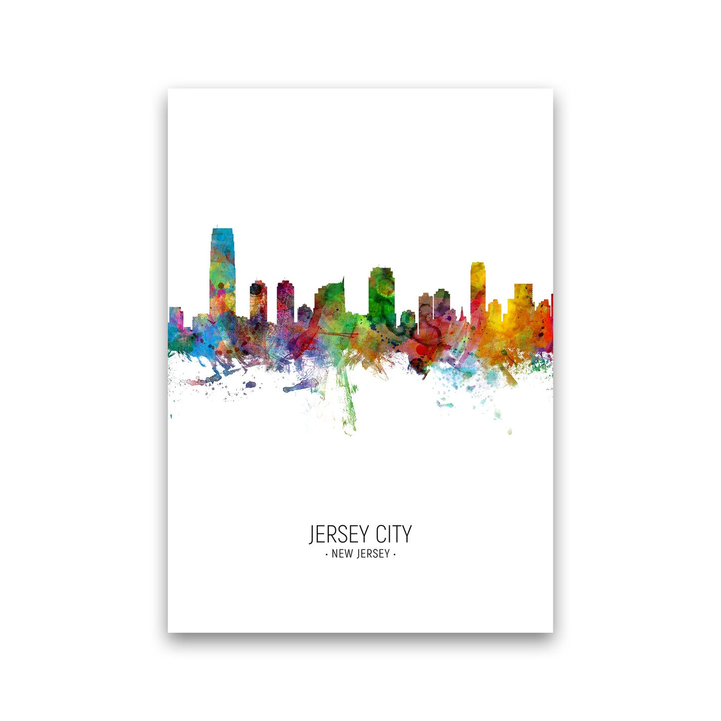 Jersey City New Jersey Skyline Portrait Art Print by Michael Tompsett Print Only
