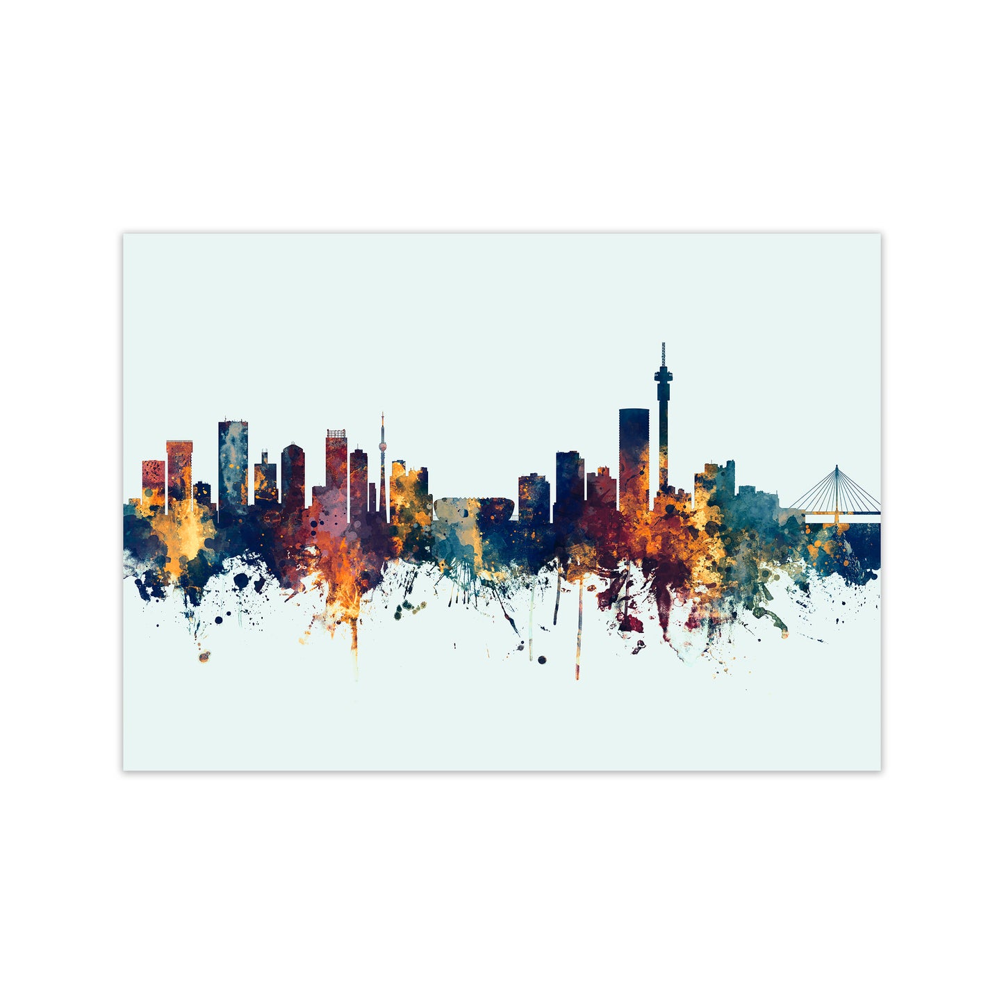 Johannesburg South Africa Skyline Blue Orange Art Print by Michael Tompsett Print Only
