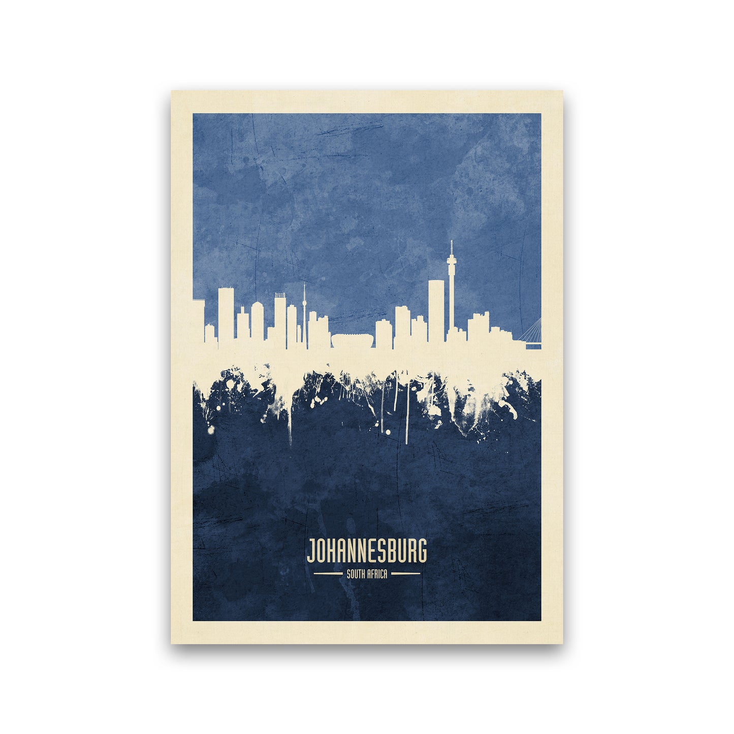 Johannesburg South Africa Skyline Portrait Navy Art Print by Michael Tompsett Print Only