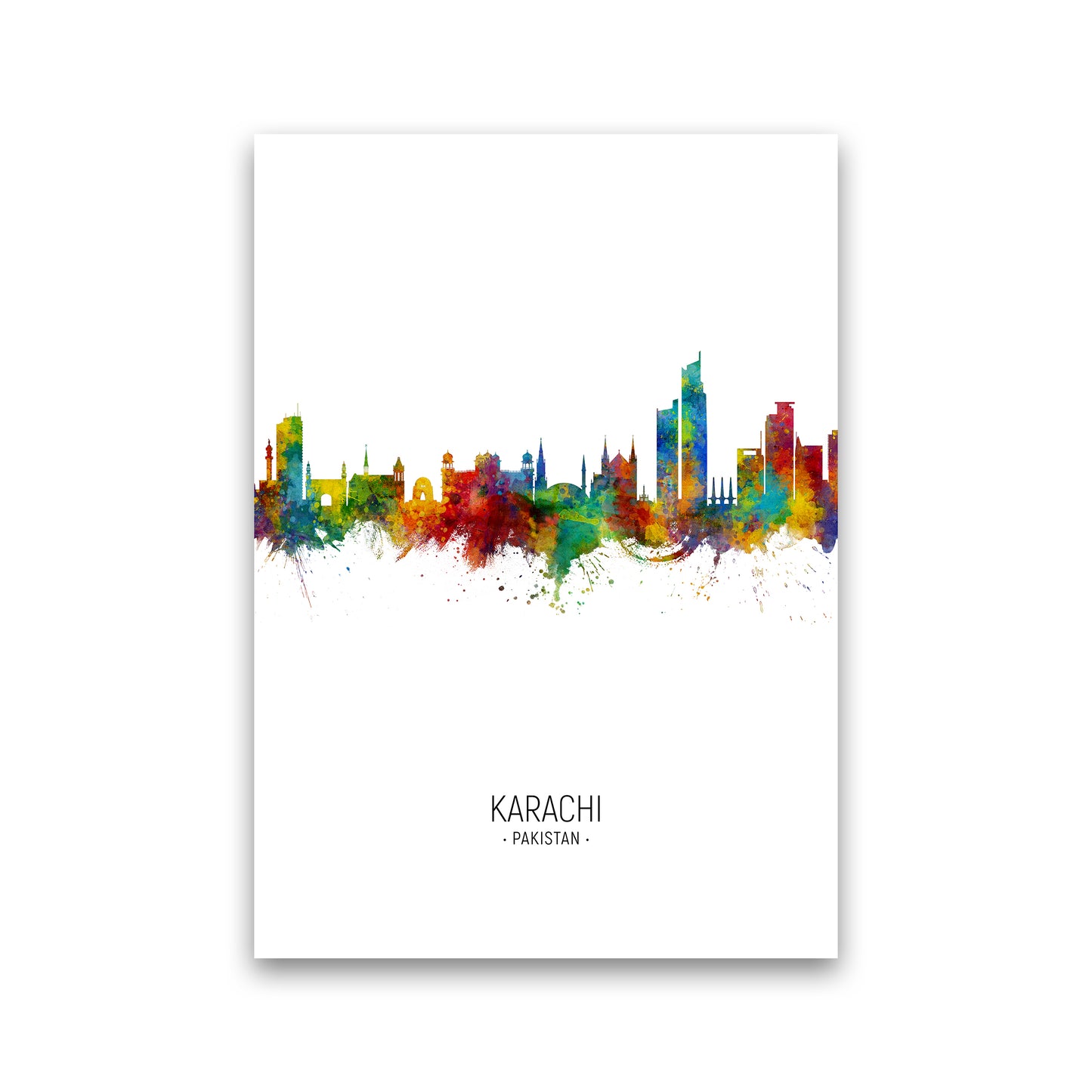 Karachi Pakistan Skyline Portrait Art Print by Michael Tompsett Print Only