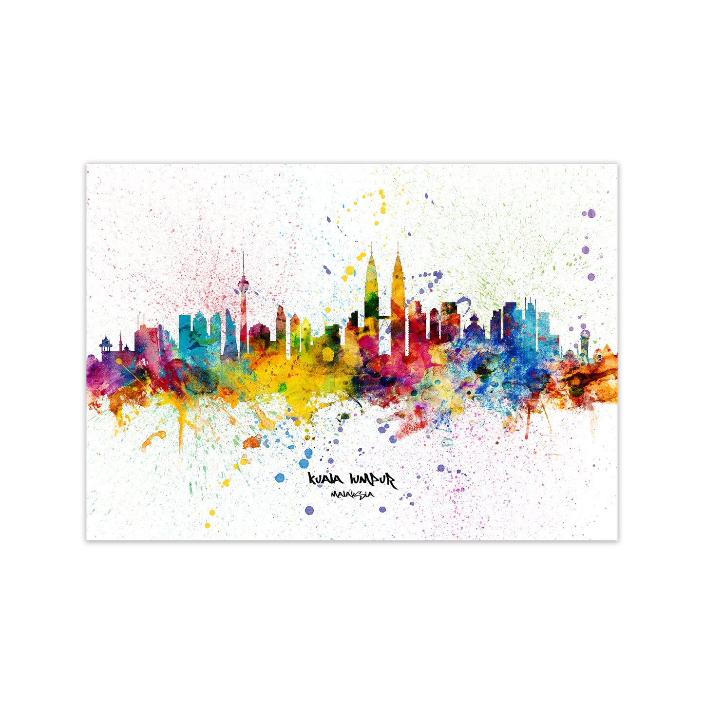 Kuala Lumpur Malaysia Skyline Splash Art Print by Michael Tompsett Print Only