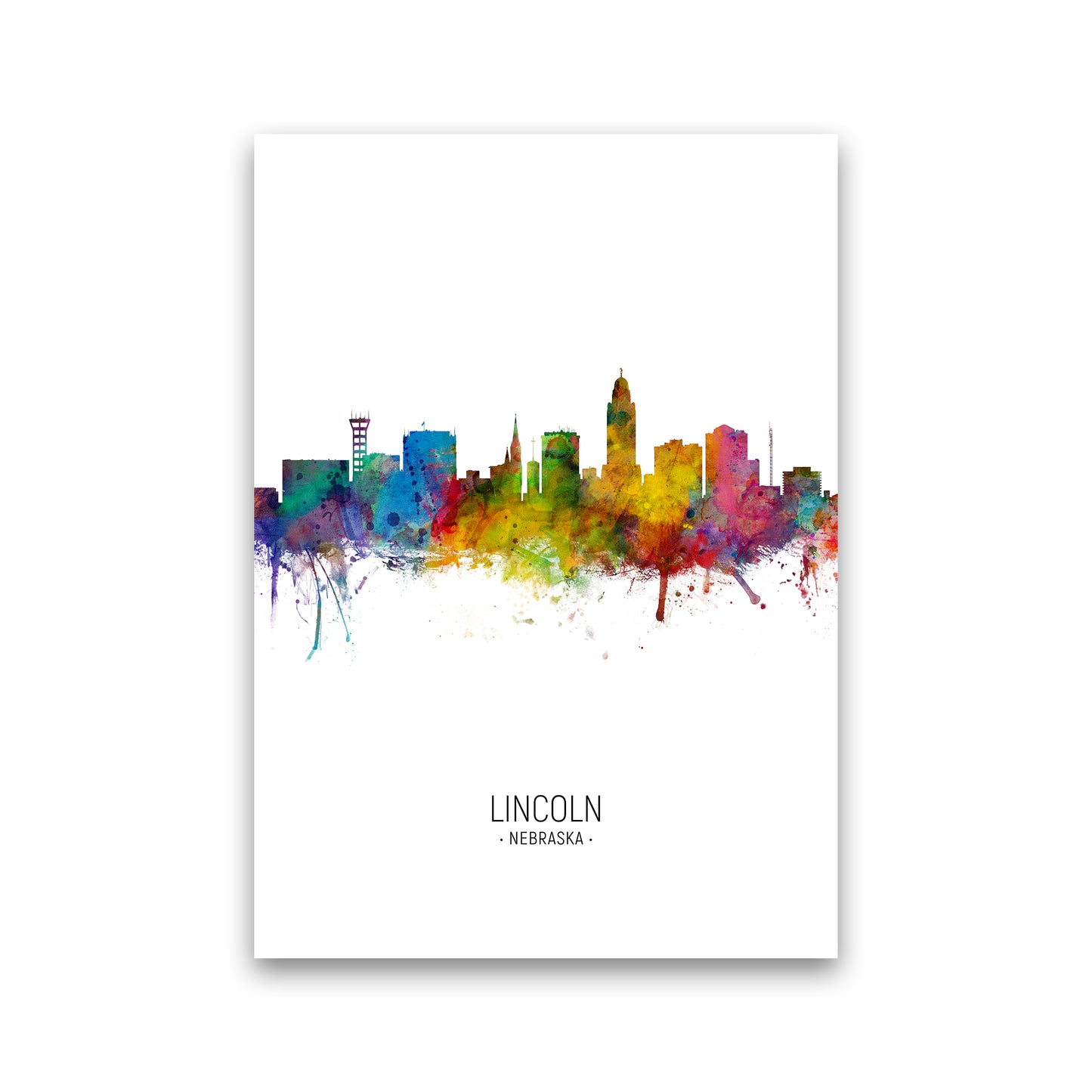 Lincoln Nebraska Skyline Portrait Art Print by Michael Tompsett Print Only