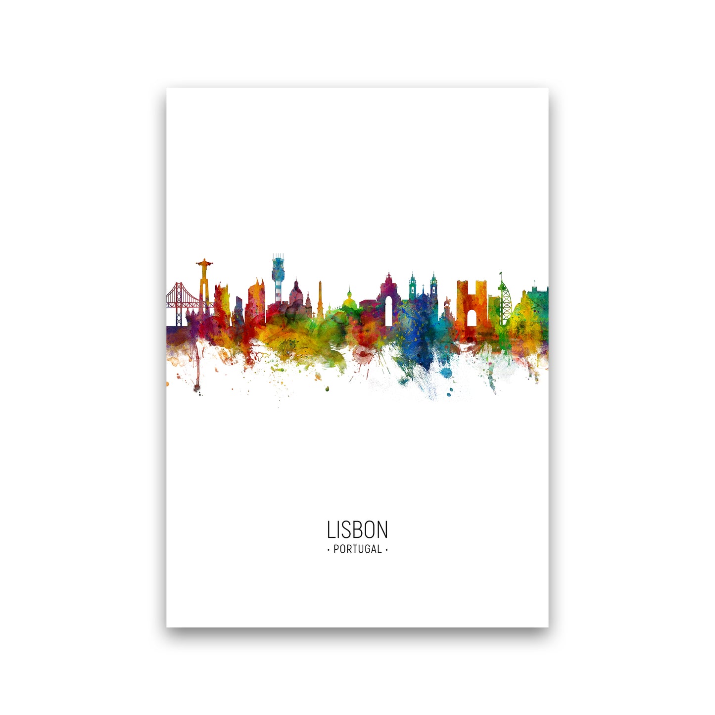 Lisbon Portugal Skyline Portrait Art Print by Michael Tompsett Print Only