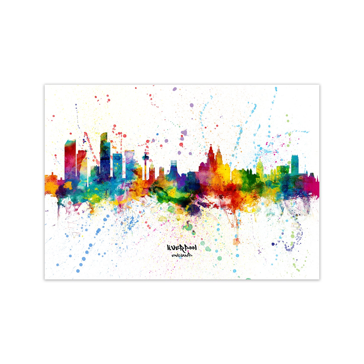 Liverpool England Skyline Splash Art Print by Michael Tompsett Print Only