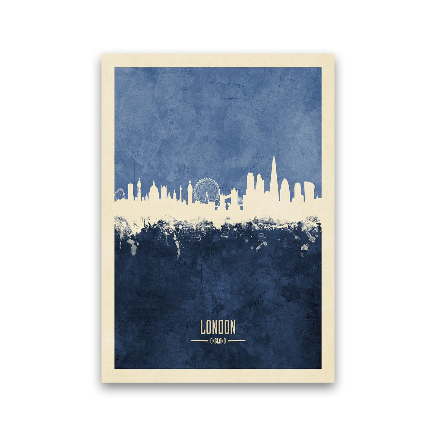 London England Skyline Portrait Navy Art Print by Michael Tompsett Print Only