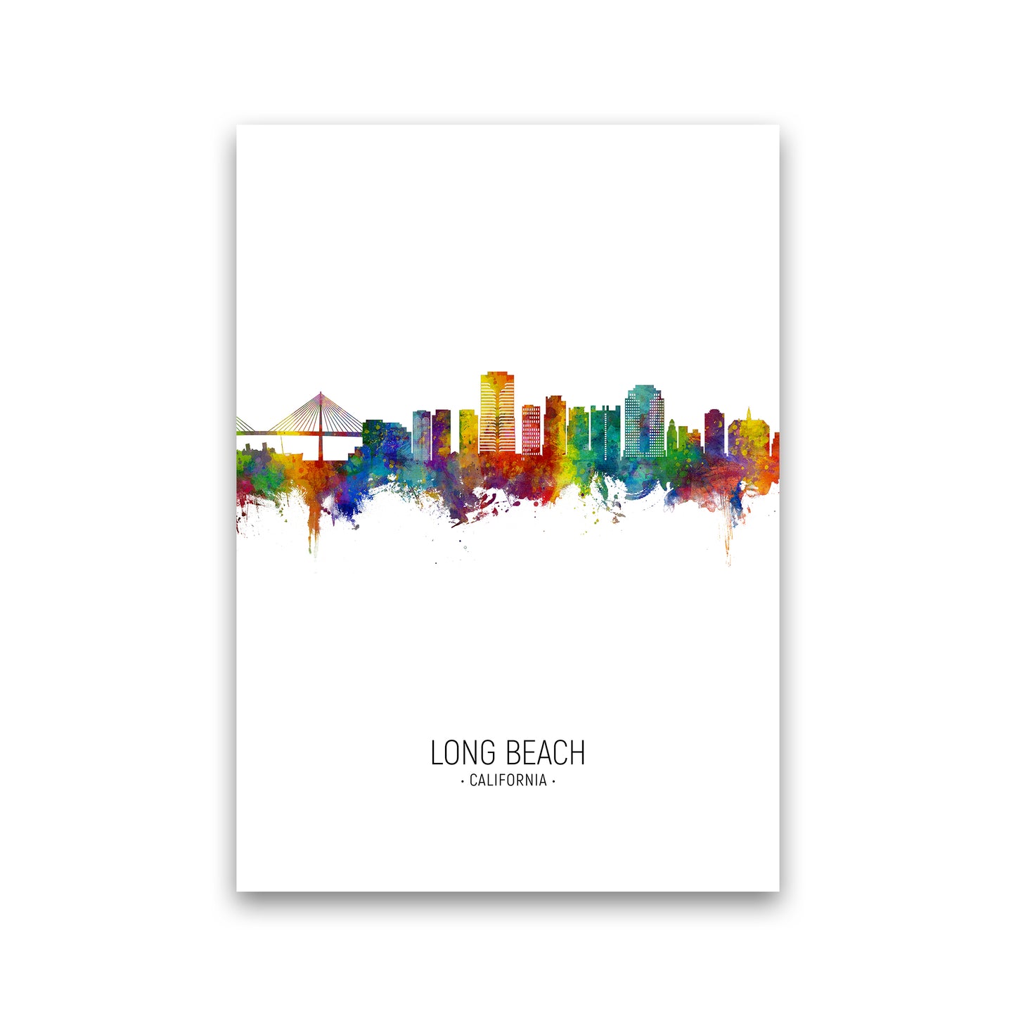 Long Beach California Skyline Portrait Art Print by Michael Tompsett Print Only
