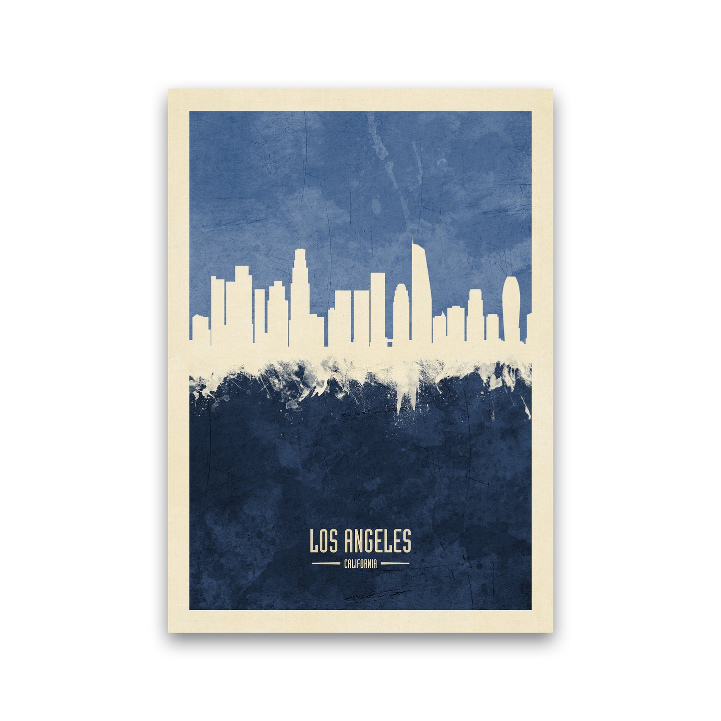 Los Angeles California Skyline Portrait Navy Art Print by Michael Tompsett Print Only