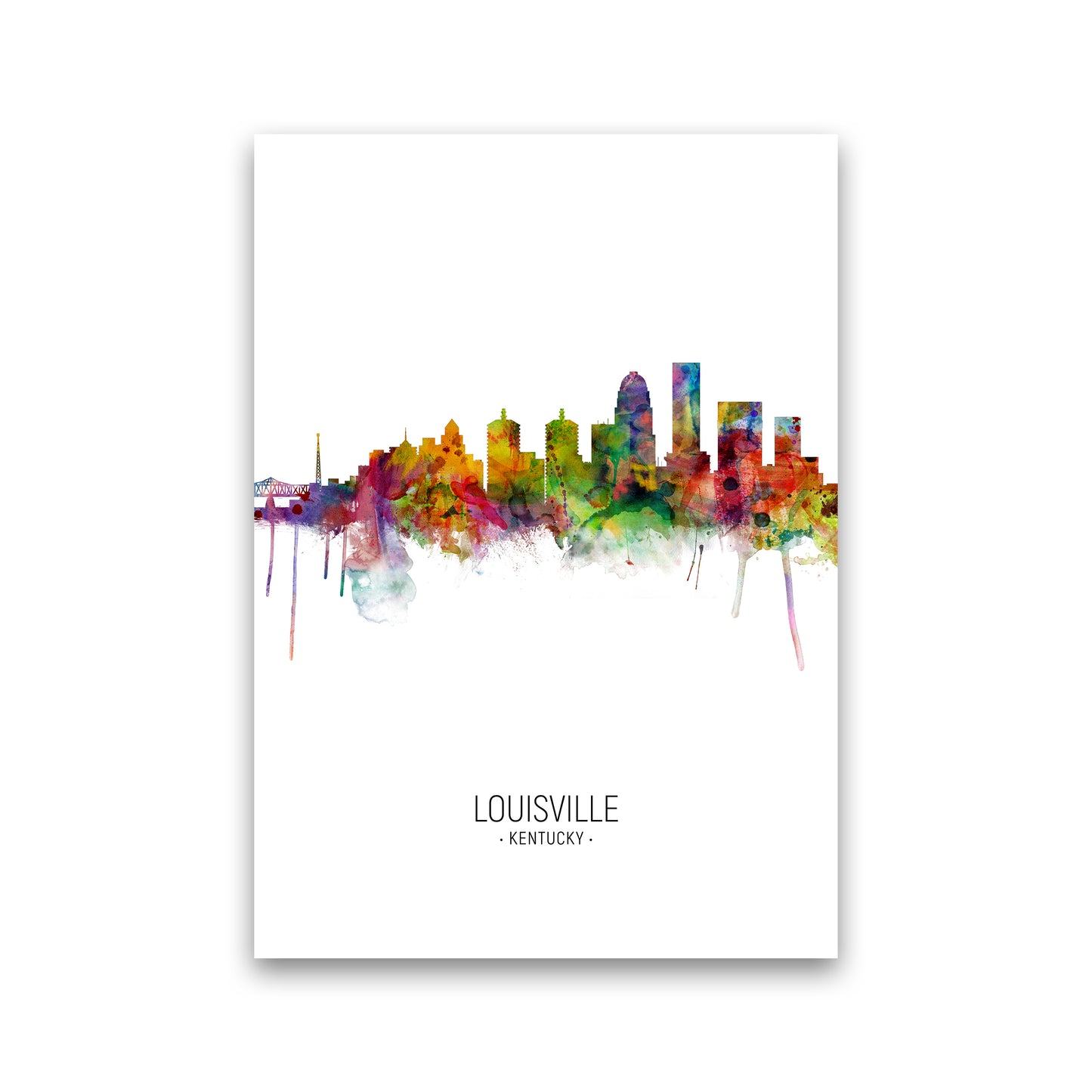 Louisville Kentucky Skyline Portrait Art Print by Michael Tompsett Print Only