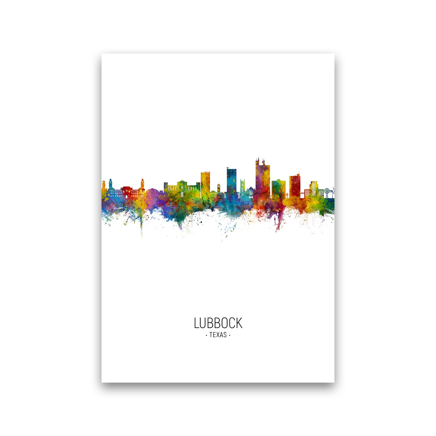 Lubbock Texas Skyline Portrait Art Print by Michael Tompsett Print Only