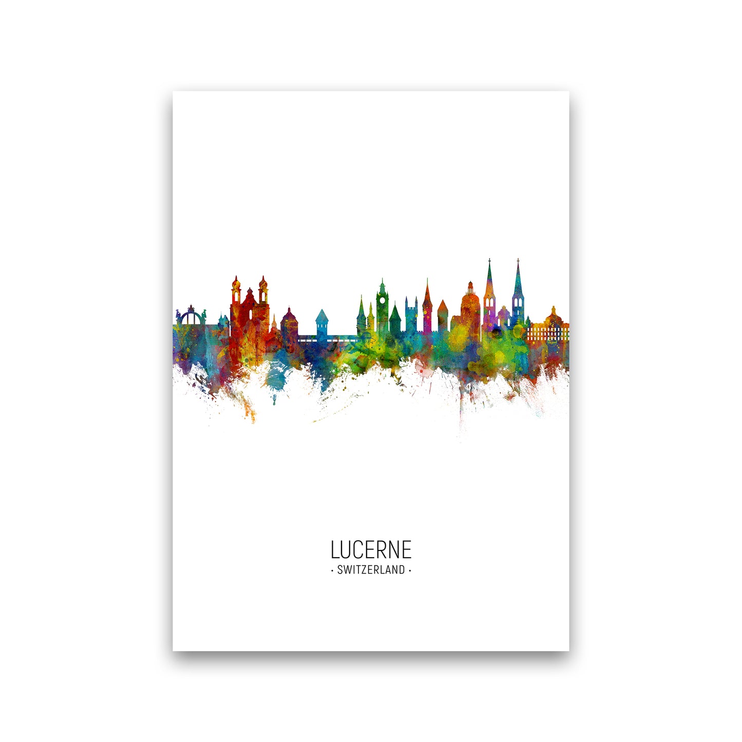 Lucerne Switzerland Skyline Portrait Art Print by Michael Tompsett Print Only