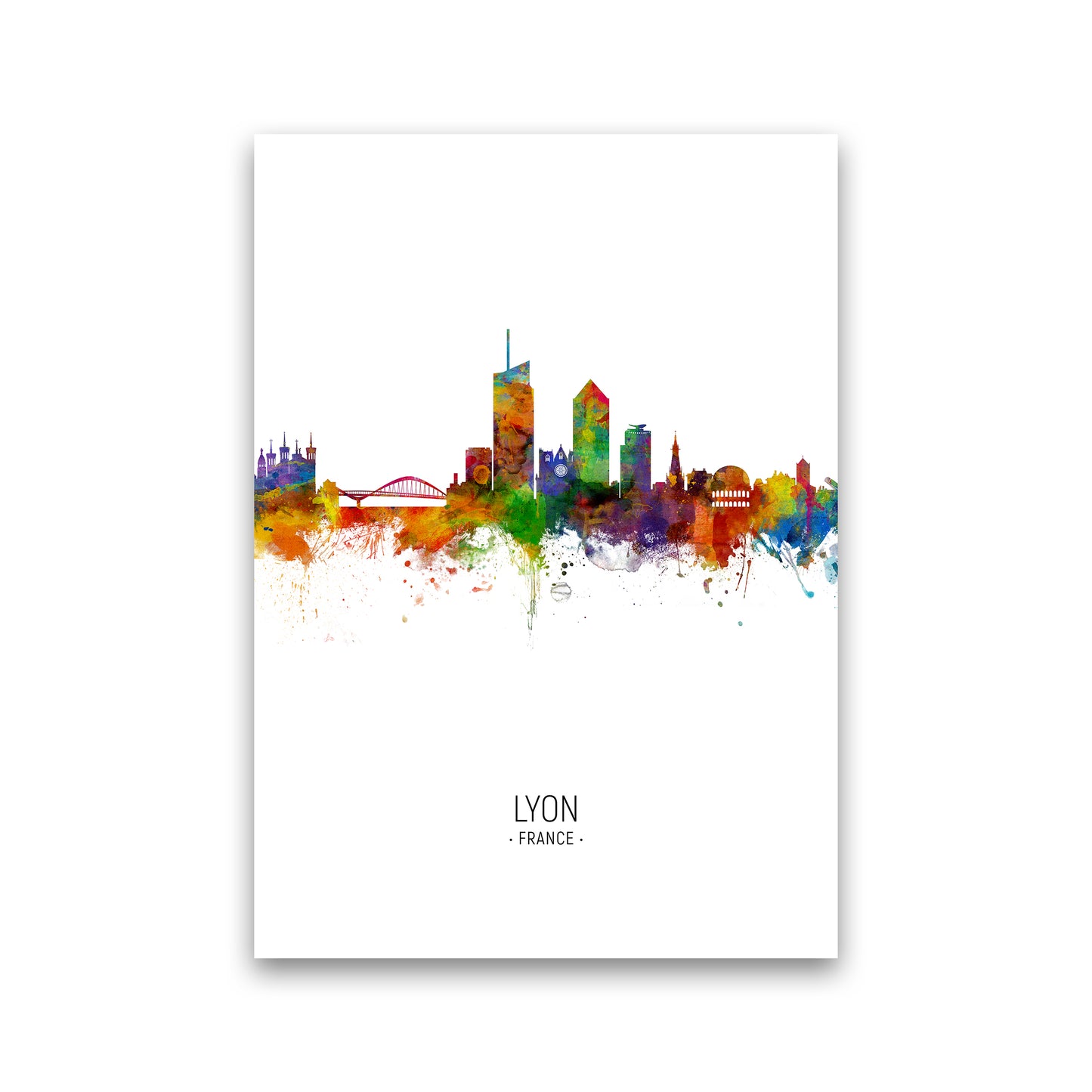 Lyon France Skyline Portrait Art Print by Michael Tompsett Print Only