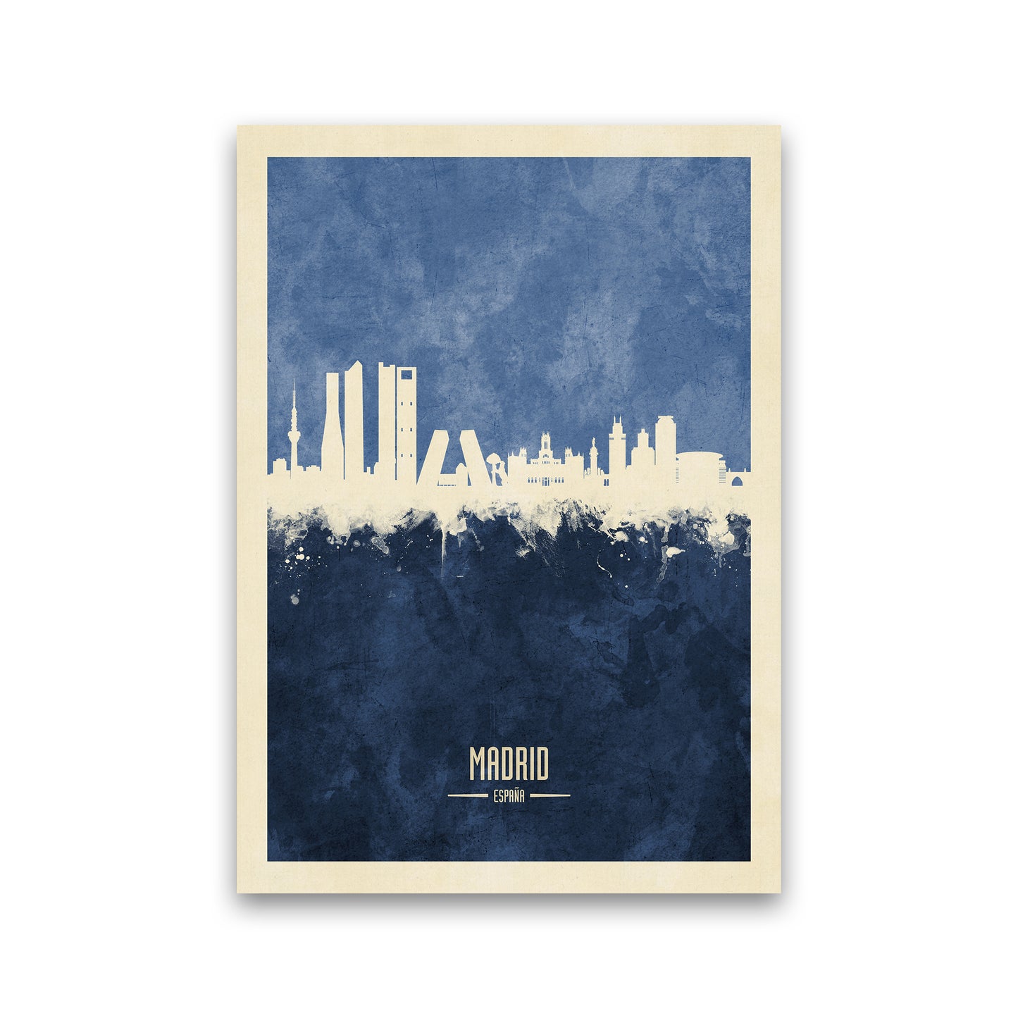 Madrid Spain Skyline Portrait Navy Art Print by Michael Tompsett Print Only