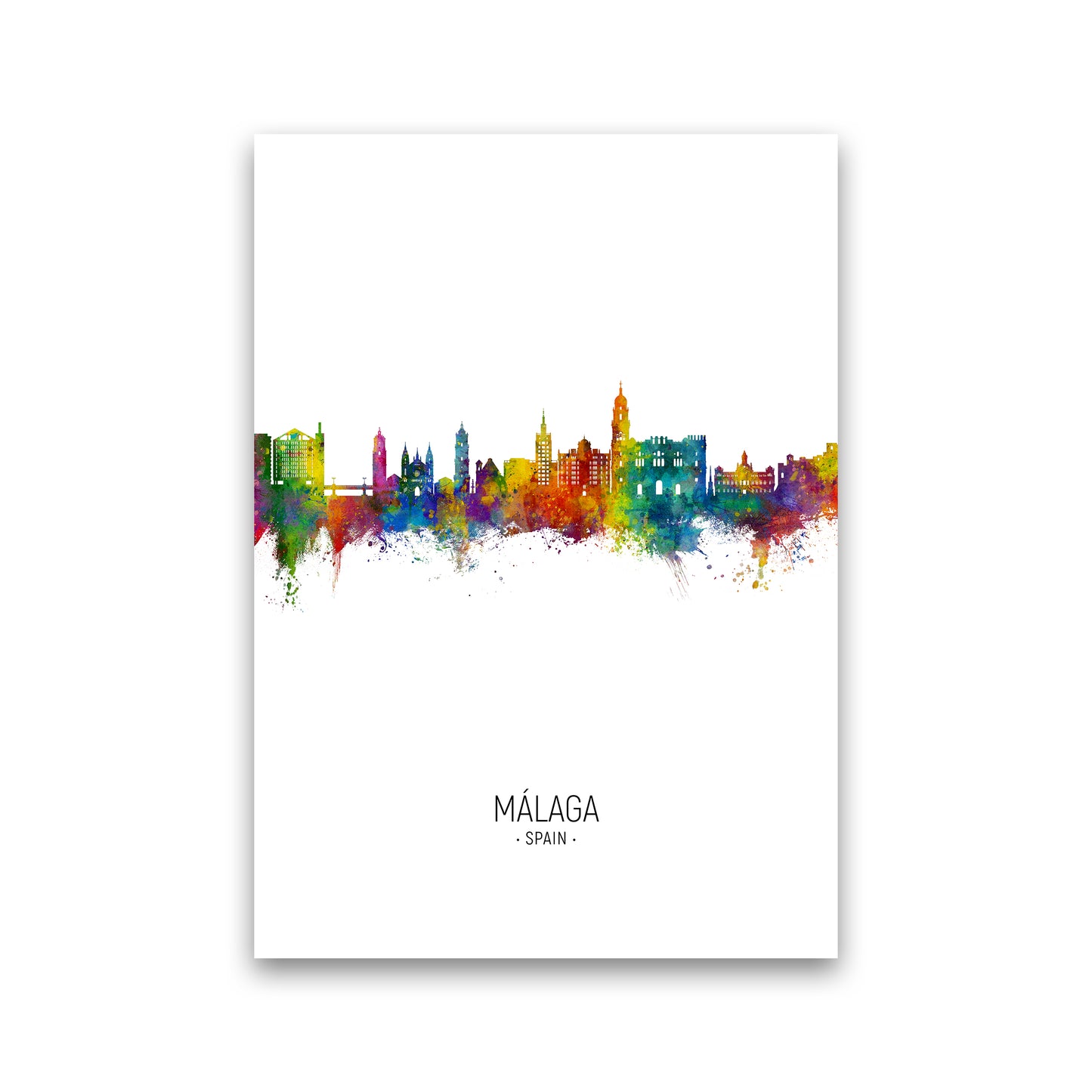 Malaga Spain Skyline Portrait Art Print by Michael Tompsett Print Only