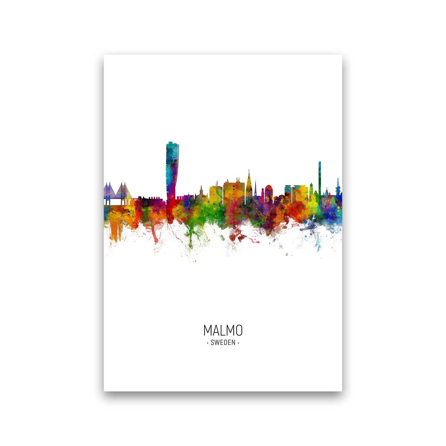 Malmo Sweden Skyline Portrait Art Print by Michael Tompsett Print Only