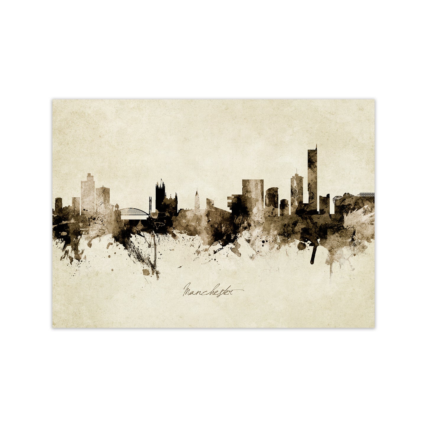 Manchester England Skyline Vintage Art Print by Michael Tompsett Print Only