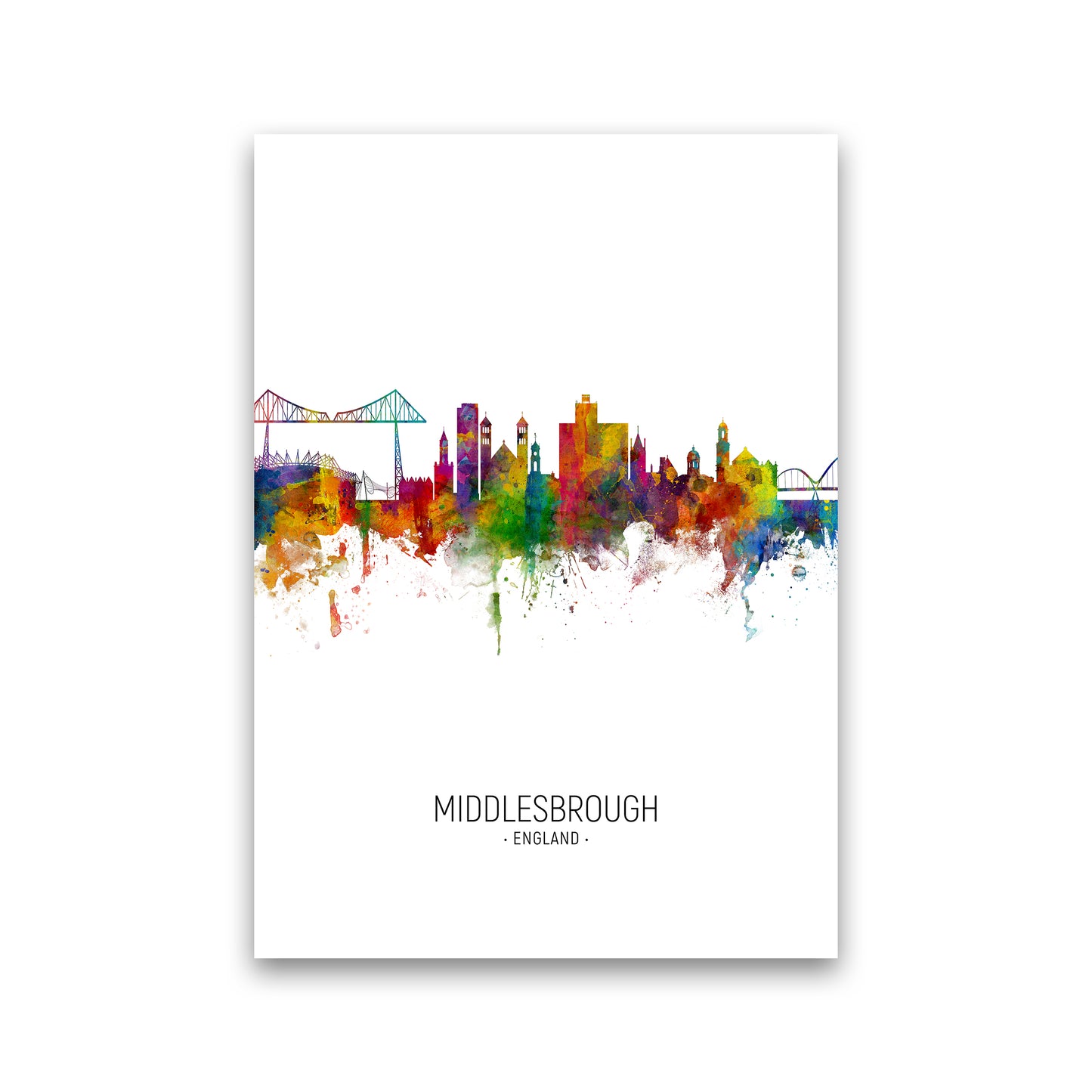 Middlesbrough England Skyline Portrait Art Print by Michael Tompsett Print Only