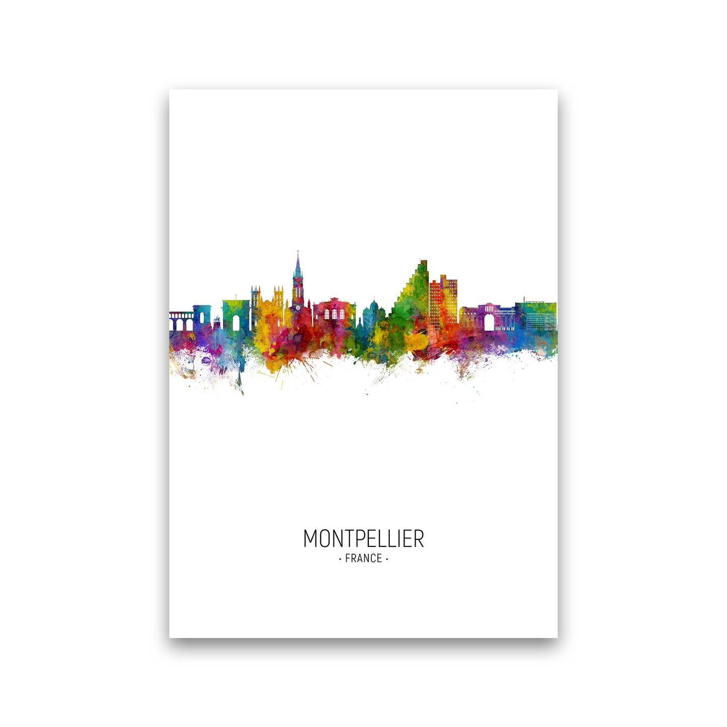 Montpellier France Skyline Portrait Art Print by Michael Tompsett Print Only