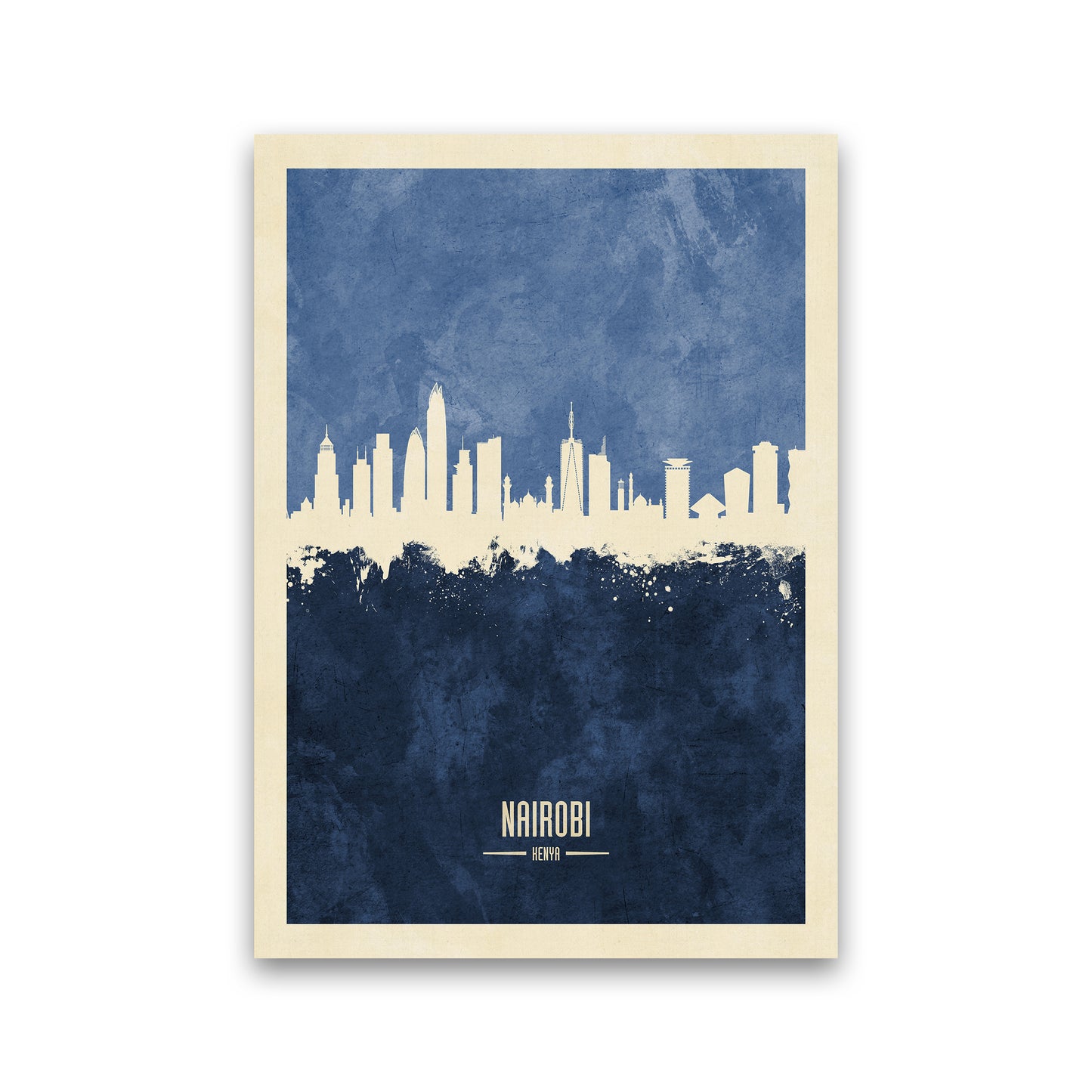 Nairobi Kenya Skyline Portrait Navy Art Print by Michael Tompsett Print Only