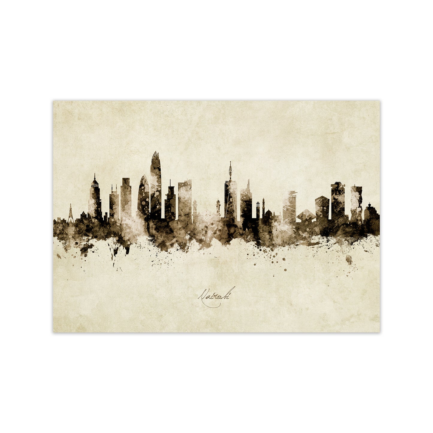 Nairobi Kenya Skyline Vintage Art Print by Michael Tompsett Print Only