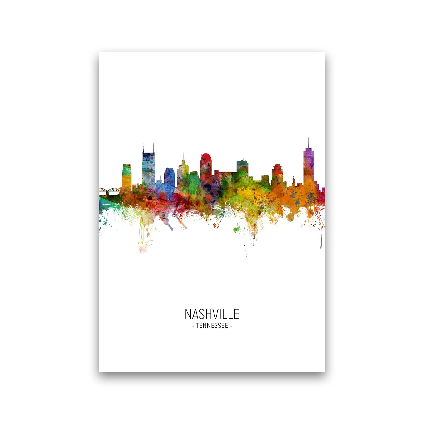 Nashville Tennessee Skyline Portrait Art Print by Michael Tompsett Print Only