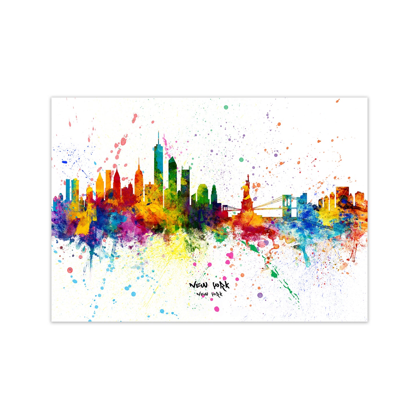 New York New York Skyline Splash Art Print by Michael Tompsett Print Only