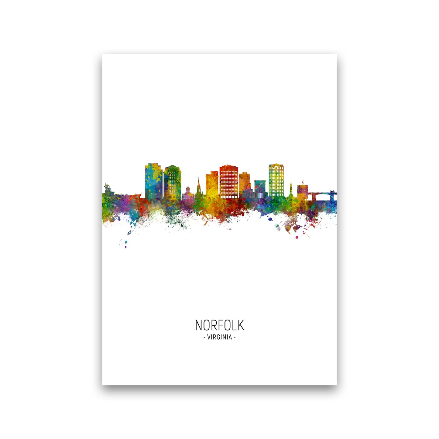 Norfolk Virginia Skyline Portrait Art Print by Michael Tompsett Print Only