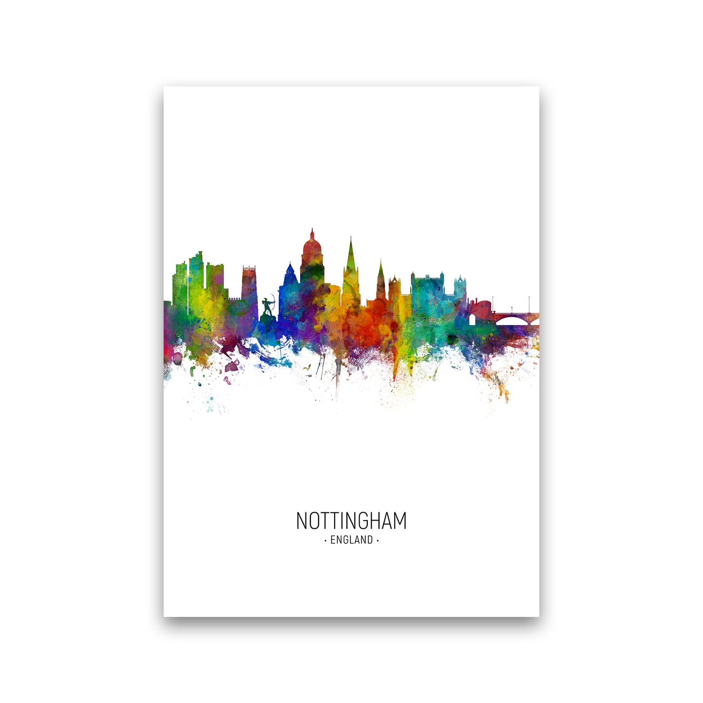 Nottingham England Skyline Portrait Art Print by Michael Tompsett Print Only