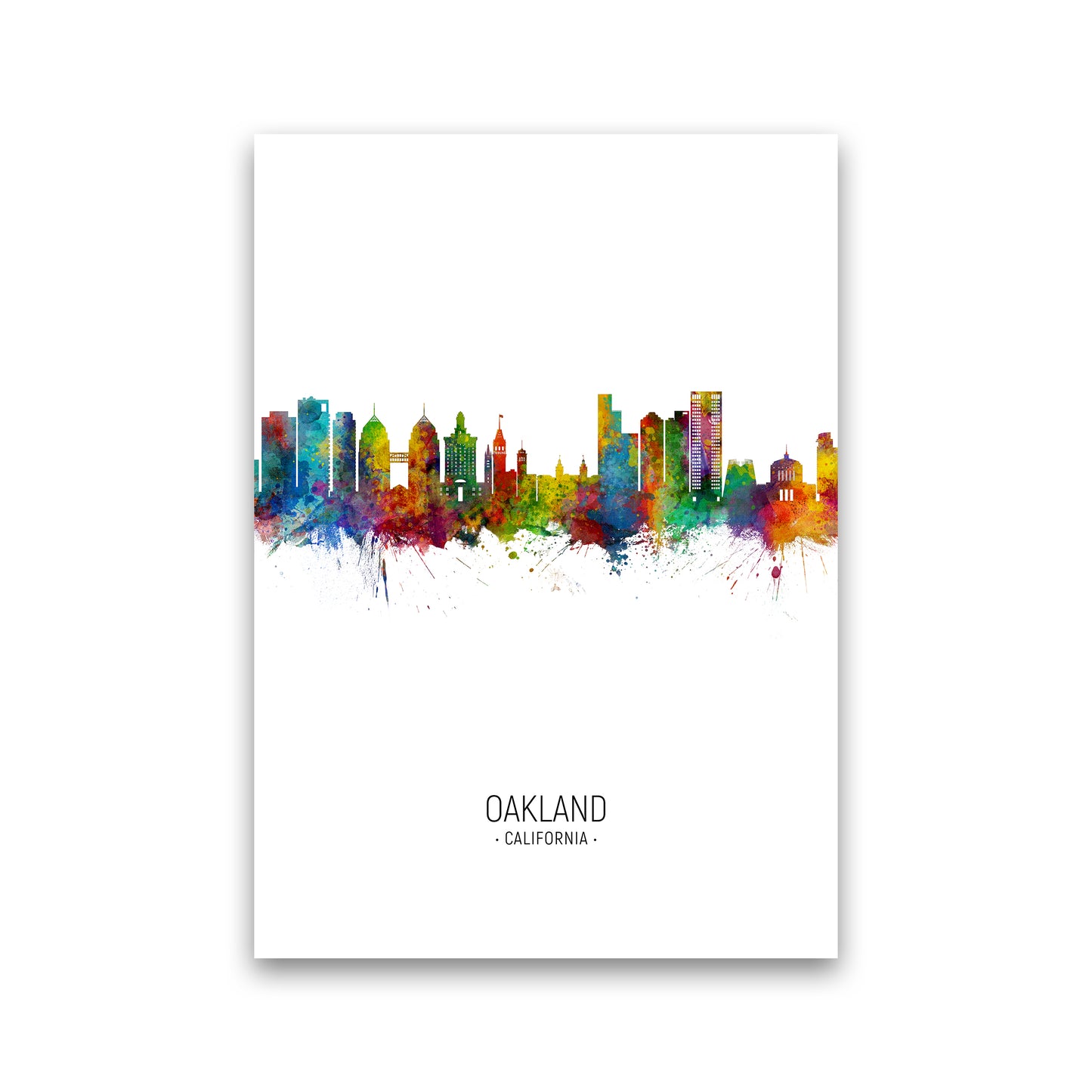 Oakland California Skyline Portrait Art Print by Michael Tompsett Print Only