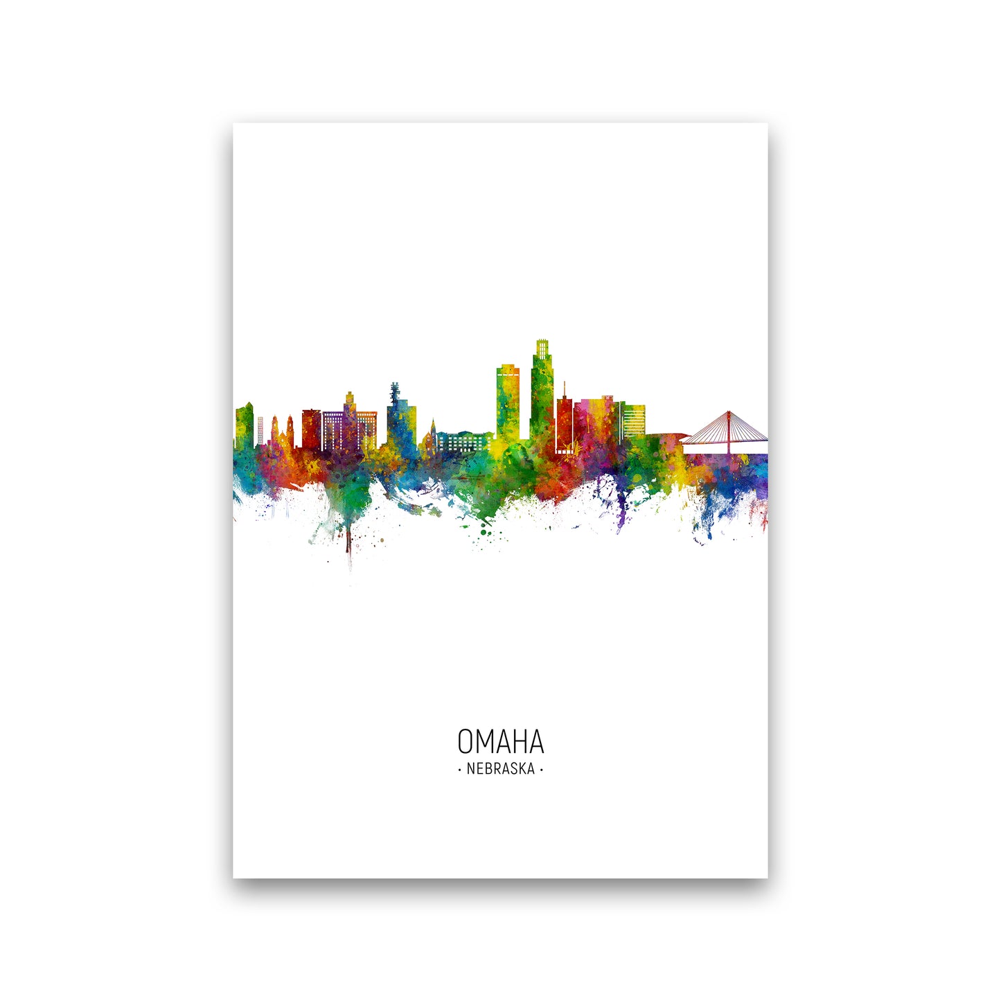 Omaha Nebraska Skyline Portrait Art Print by Michael Tompsett Print Only