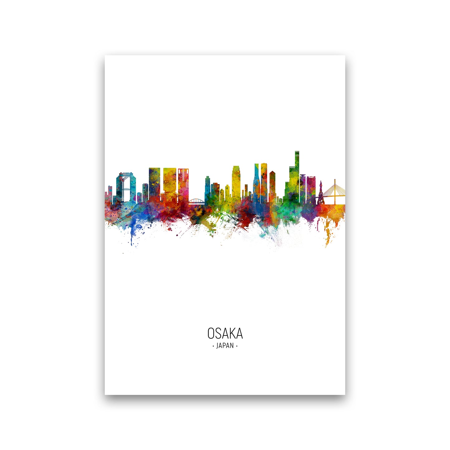 Osaka Japan Skyline Portrait Art Print by Michael Tompsett Print Only