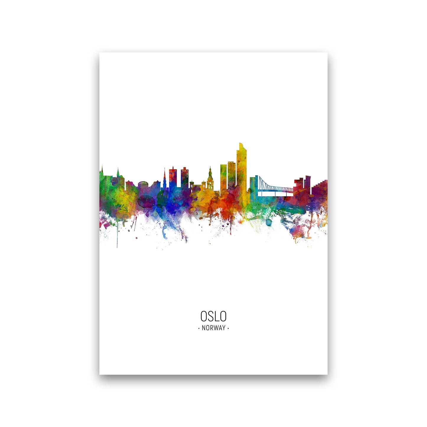 Oslo Norway Skyline Portrait Art Print by Michael Tompsett Print Only