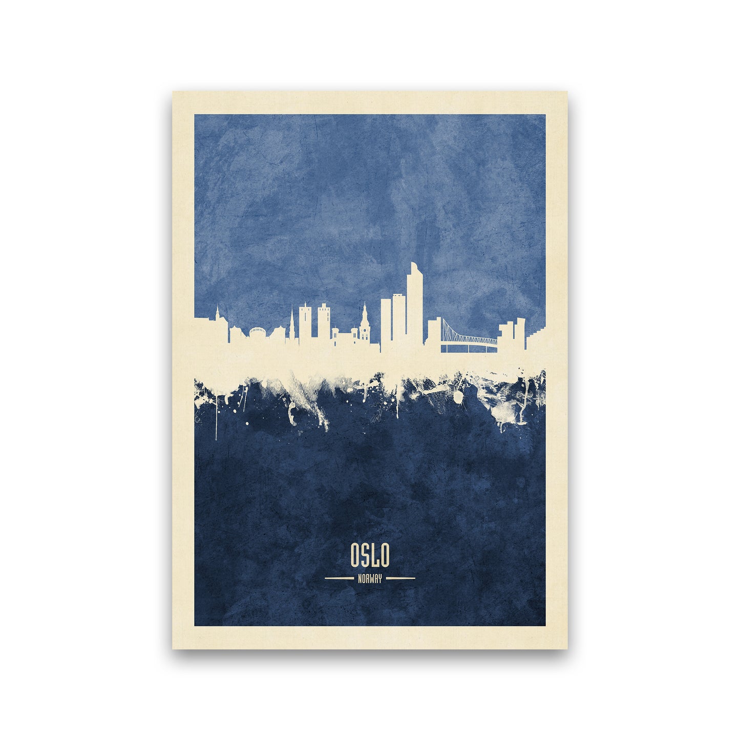 Oslo Norway Skyline Portrait Navy Art Print by Michael Tompsett Print Only