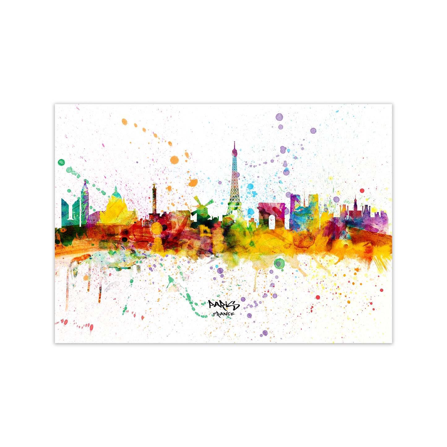 Paris France Skyline Splash Art Print by Michael Tompsett Print Only