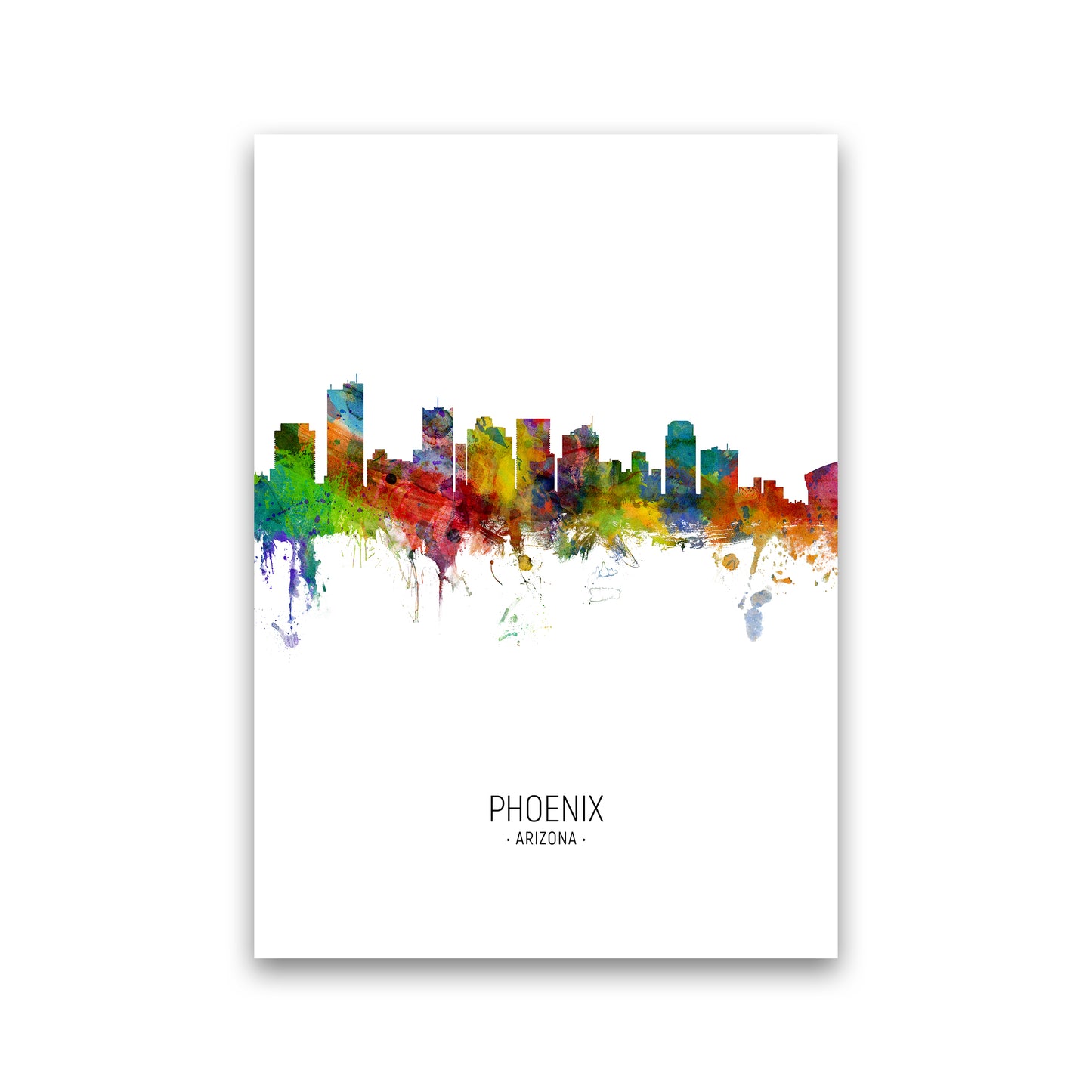 Phoenix Arizona Skyline Portrait Art Print by Michael Tompsett Print Only
