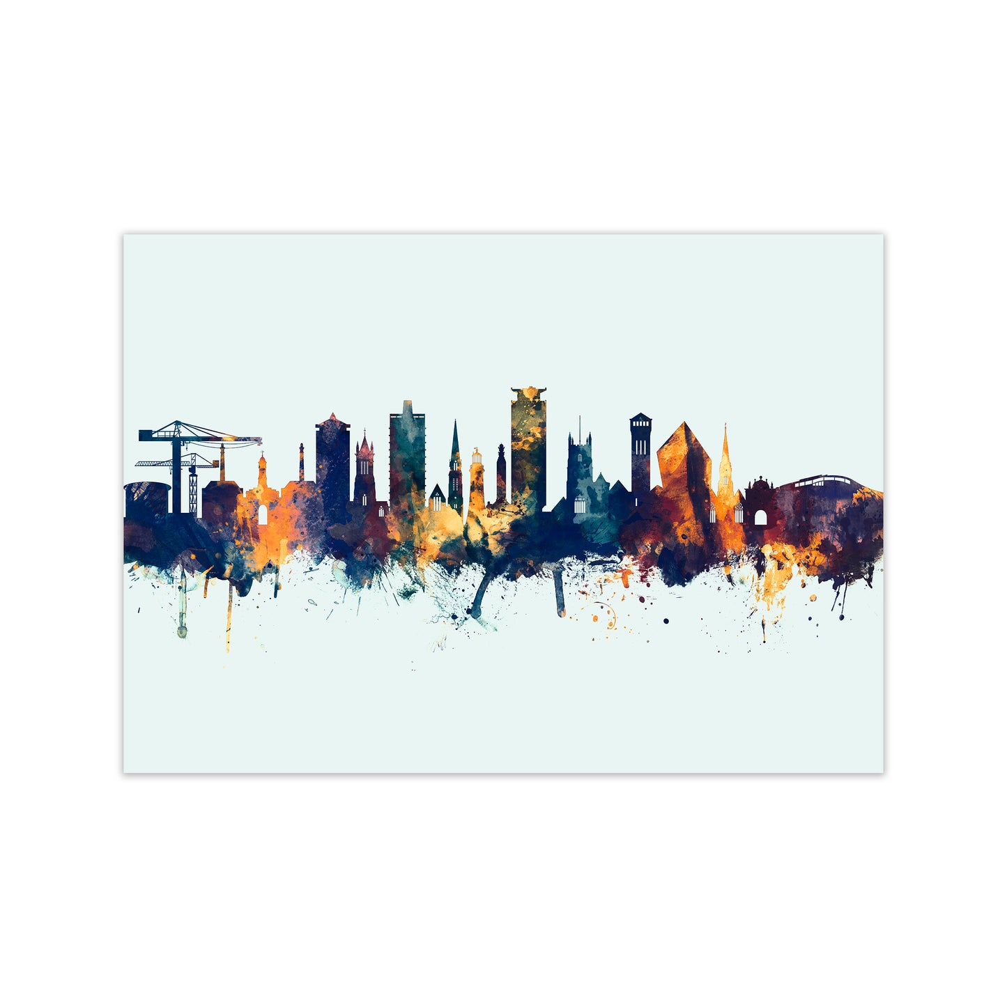 Plymouth England Skyline Blue Orange Art Print by Michael Tompsett Print Only