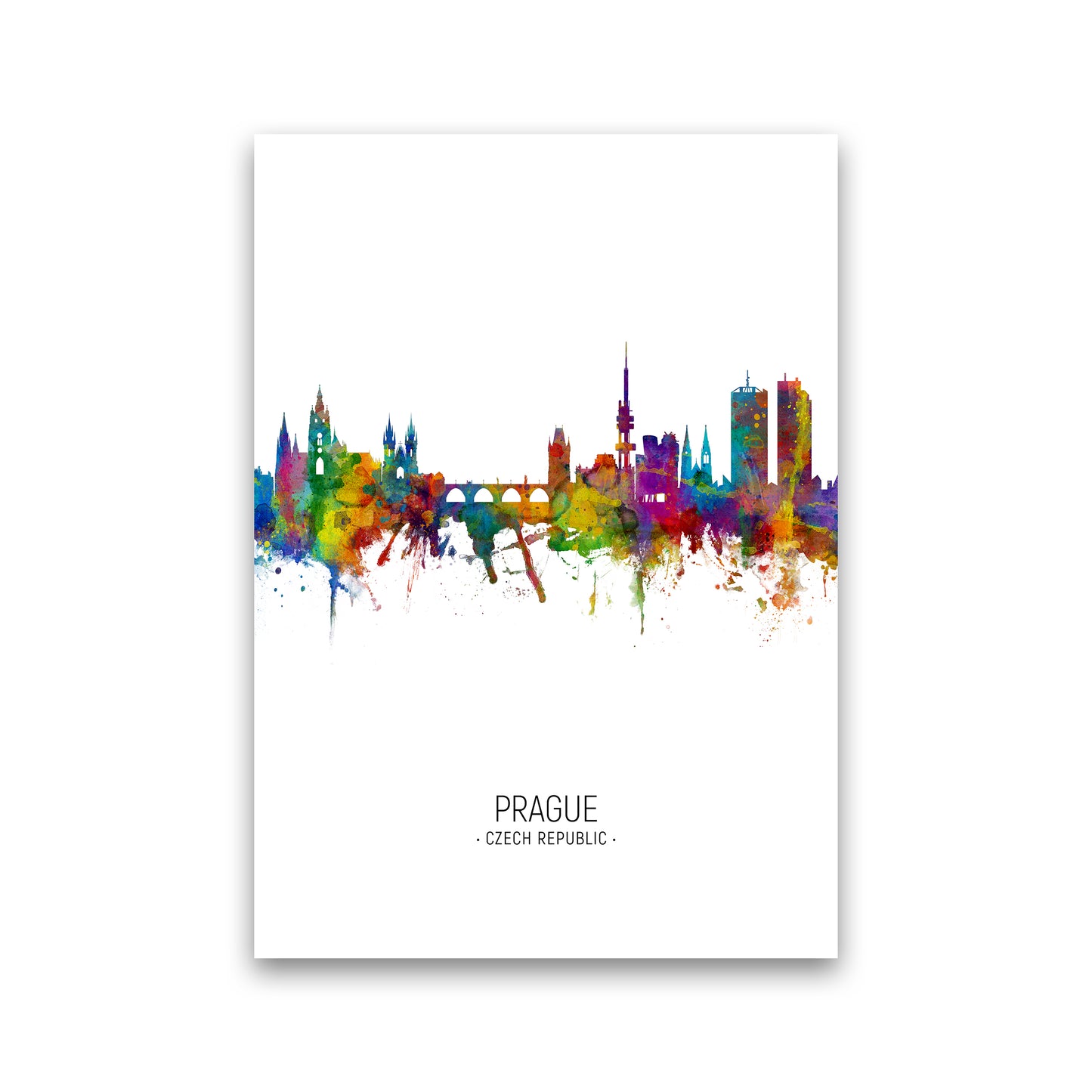 Prague Czech Republic Skyline Portrait Art Print by Michael Tompsett Print Only