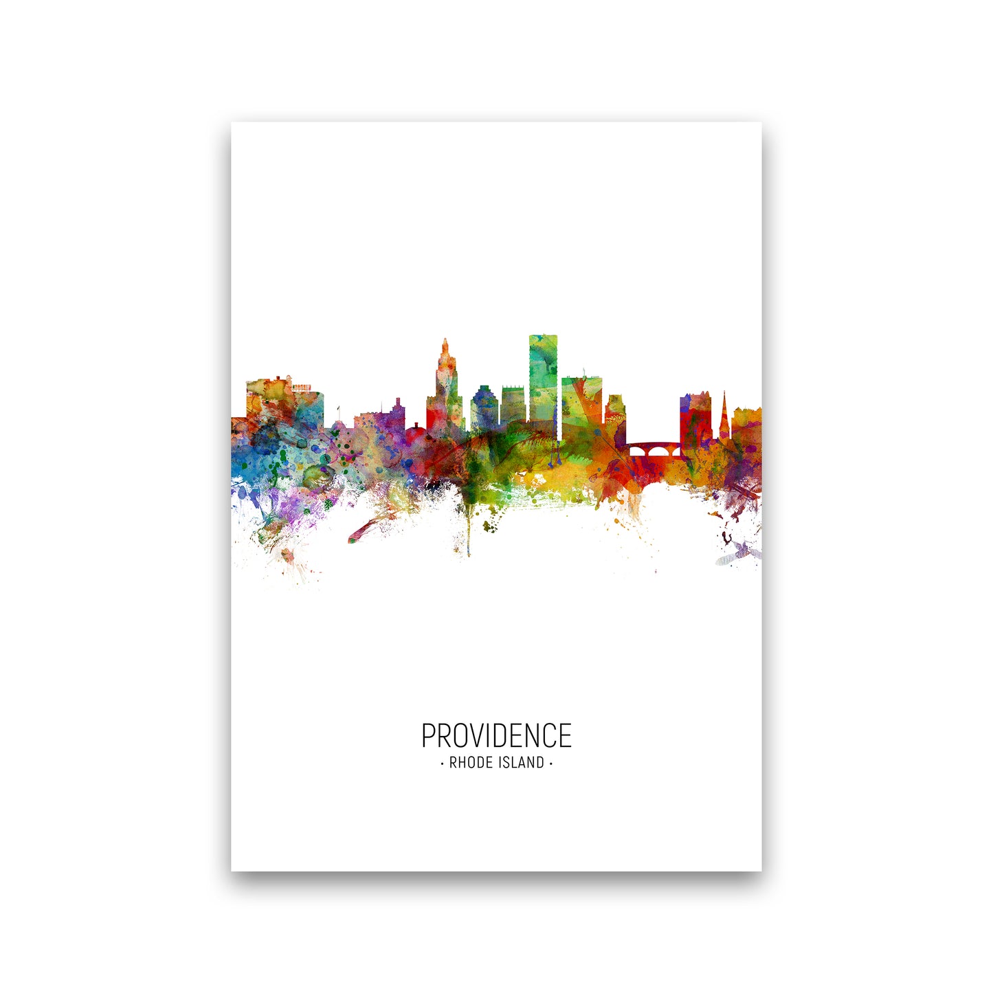Providence Rhode Island Skyline Portrait Art Print by Michael Tompsett Print Only