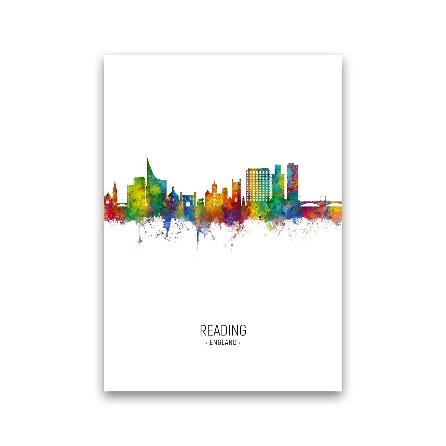 Reading England Skyline Portrait Art Print by Michael Tompsett Print Only