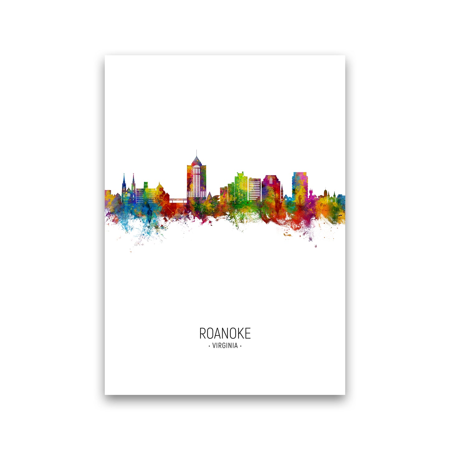 Roanoke Virginia Skyline Portrait Art Print by Michael Tompsett Print Only