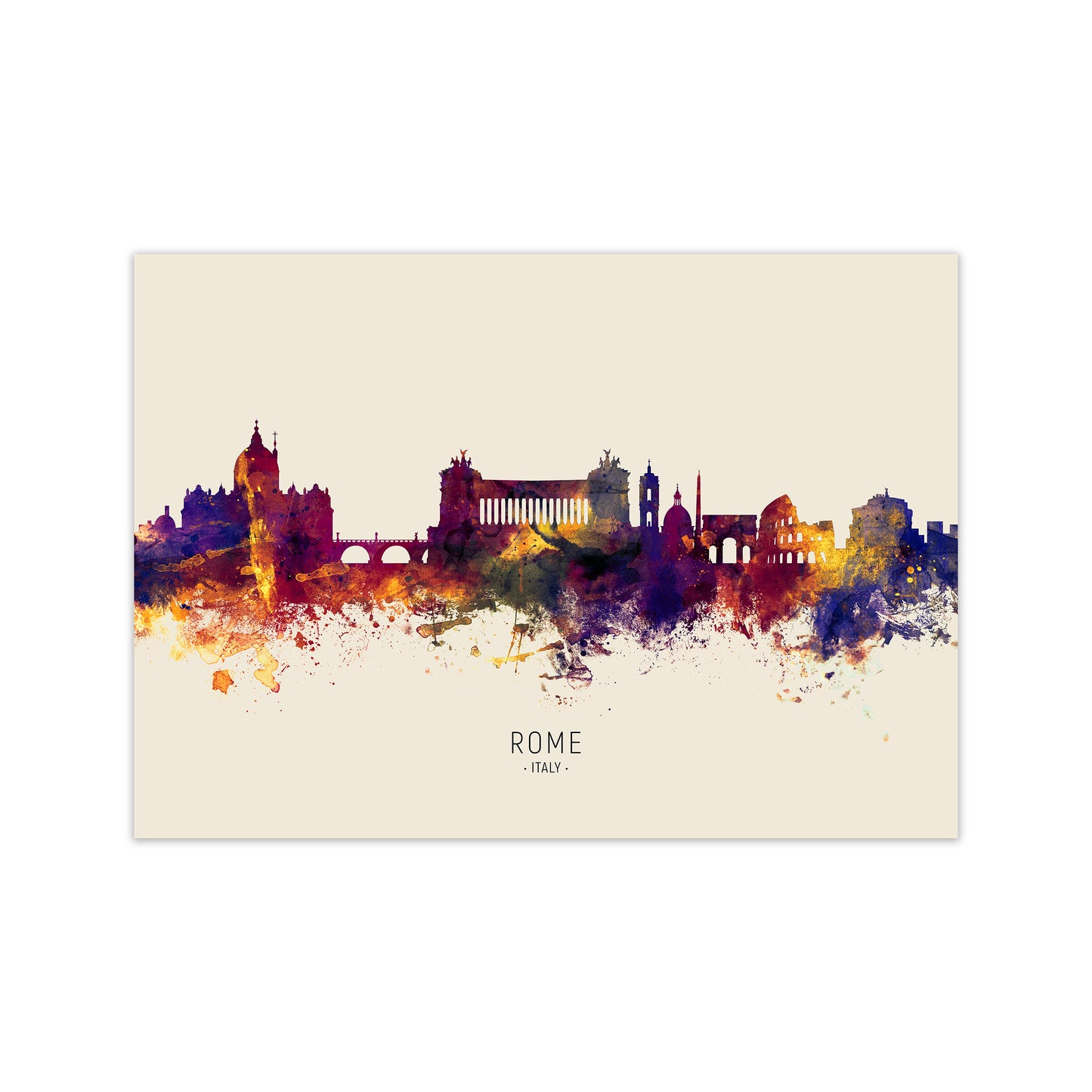 Rome Italy Skyline Autumn City Name Art Print by Michael Tompsett Print Only