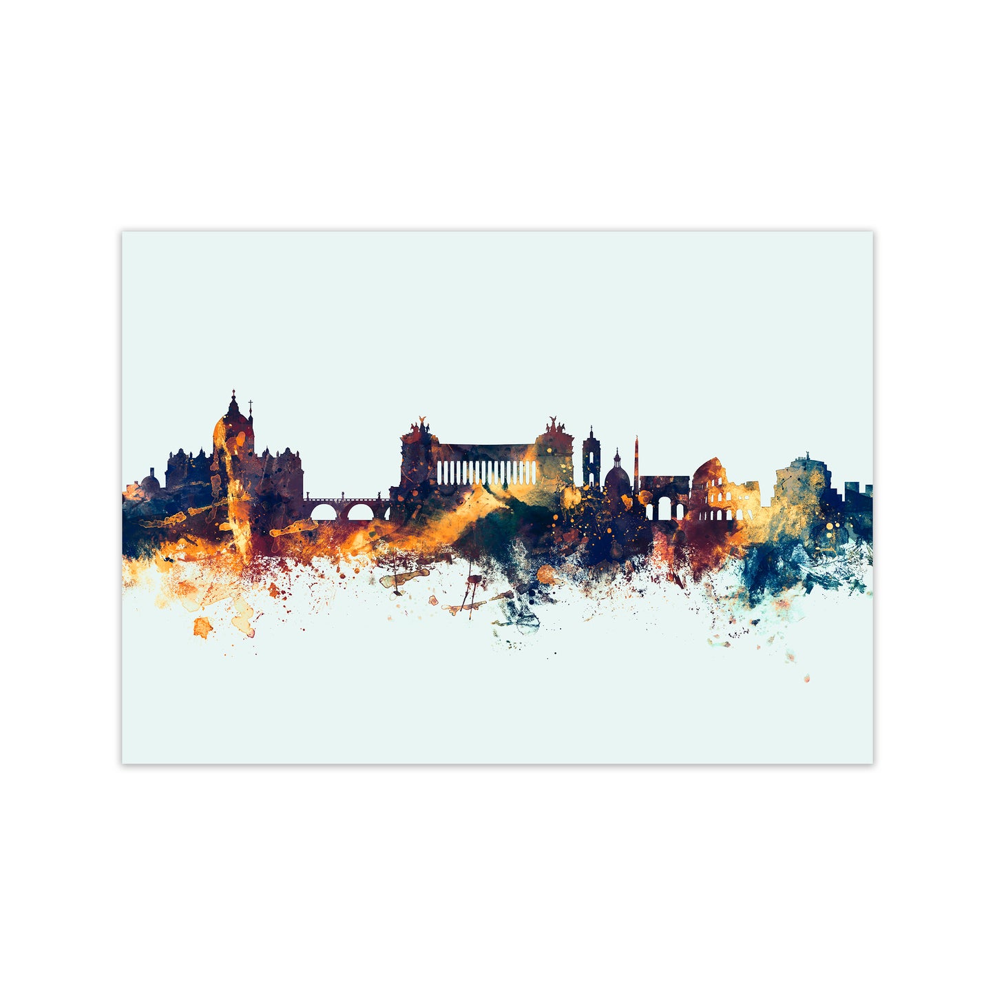 Rome Italy Skyline Blue Orange Art Print by Michael Tompsett Print Only