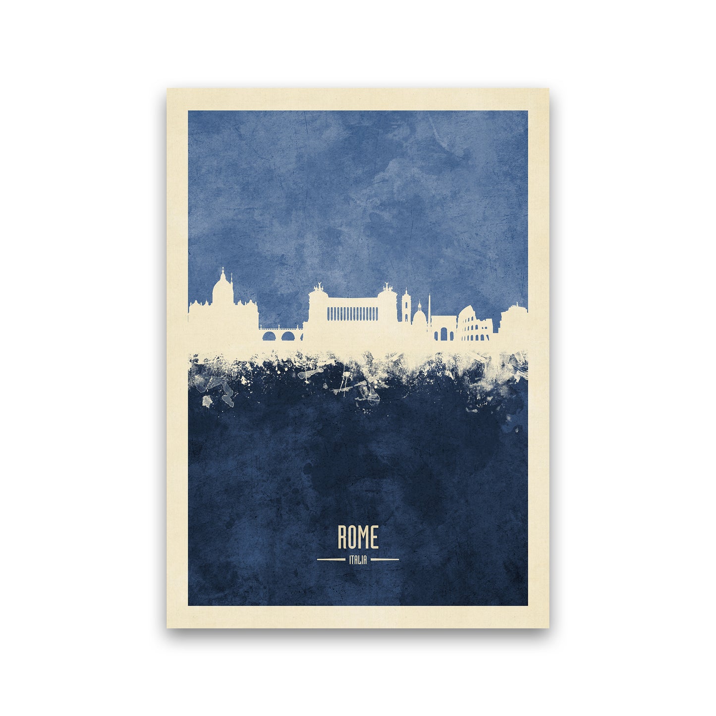 Rome Italy Skyline Portrait Navy Art Print by Michael Tompsett Print Only