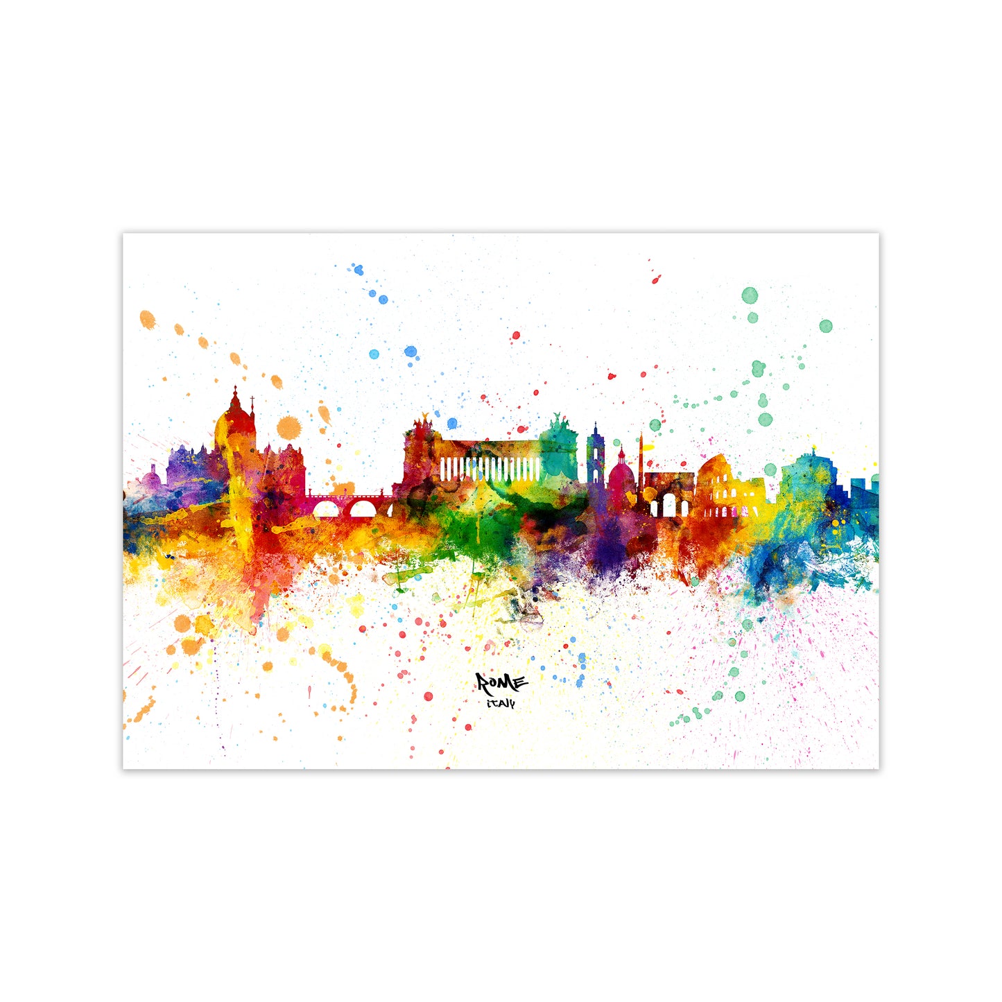 Rome Italy Skyline Splash Art Print by Michael Tompsett Print Only